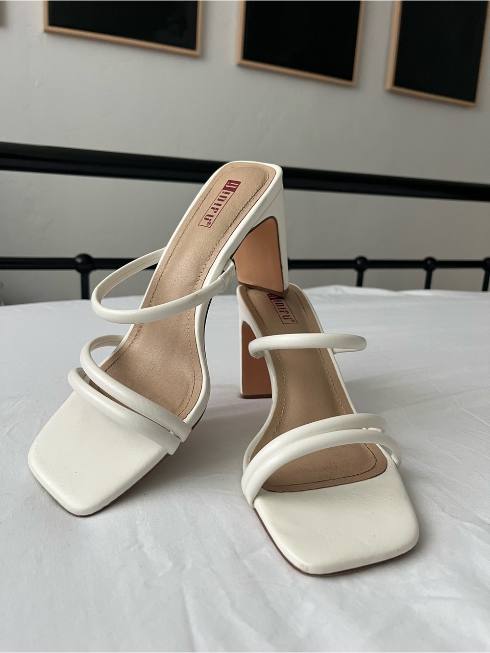 White Strappy Block Heel Sandals